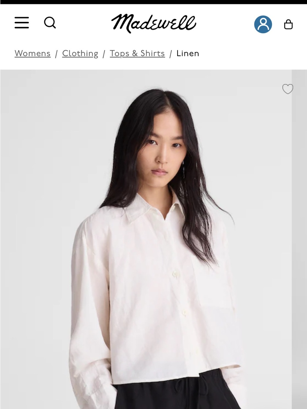 Madewell Cream Linen Button Front Shirt